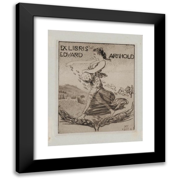 Max Klinger 12x14 Black Modern Framed Museum Art Print Titled - Ex Libris Eduard Arnhold (1906)