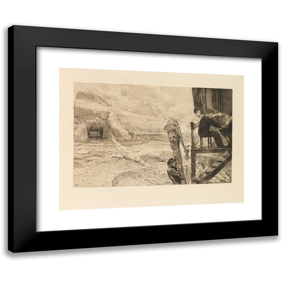 Max Klinger 14x12 Black Modern Framed Museum Art Print Titled - Brahm Fantasy (1894)