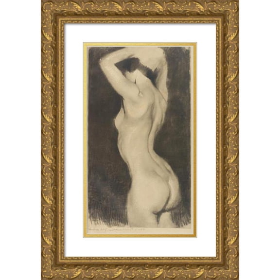 Max Klinger 16x24 Gold Ornate Framed and Double Matted Museum Art Print Titled - Twenty Studies (1914)