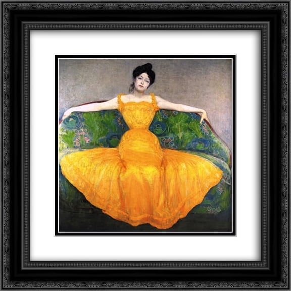 Max Kurzweil 2x Matted 20x20 Black Ornate Framed Art Print 'Lady in Yellow Dress'