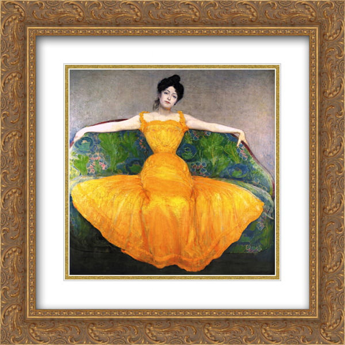 max kurzweil lady in yellow dress Max Kurzweil 2x Matted 20x20 Gold Ornate Framed Art Print 'Lady in Yellow  Dress'