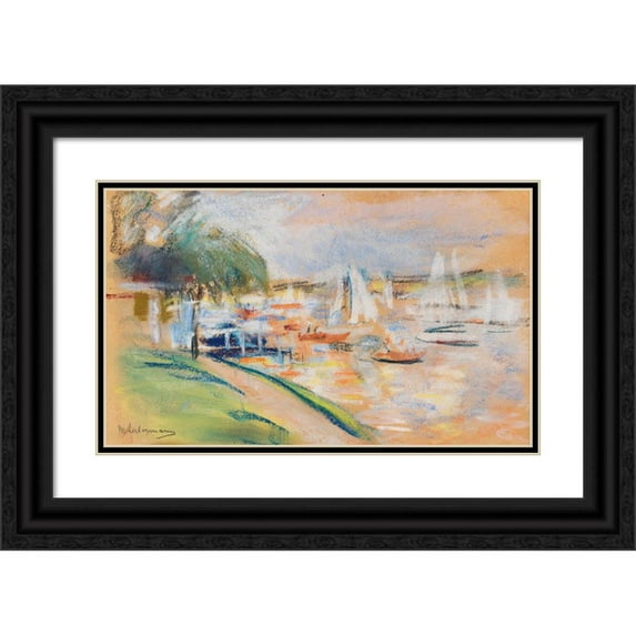 Max Liebermann 14x10 Black Ornate Wood Framed Double Matted Museum Art Print Titled: Wannsee (1925)