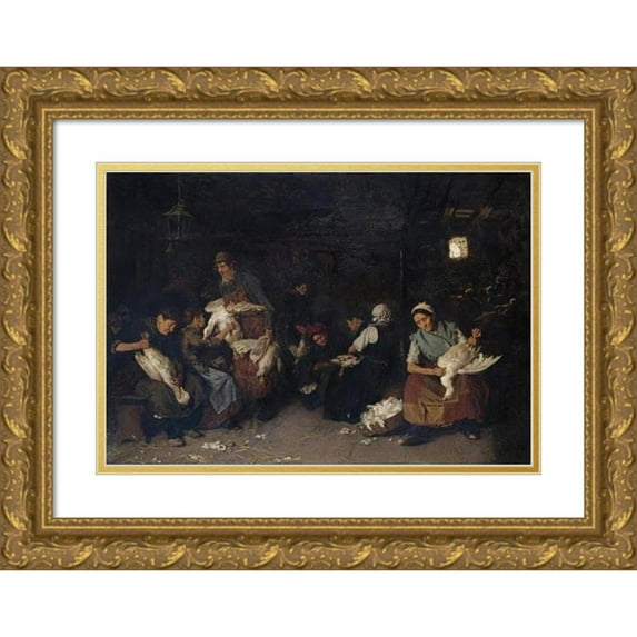 Max Liebermann 14x11 Gold Ornate Wood Frame and Double Matted Museum Art Print Titled - Women Plucking Geese (1871-1872)
