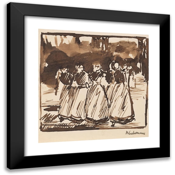Max Liebermann 20x20 Black Modern Framed Museum Art Print Titled - Study on Sunday Afternoon in Laren (1882)