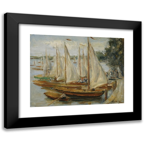 Max Liebermann 24x19 Black Modern Framed Museum Art Print Titled - Sailing Boats on the Wannsee (Sailing Boats on Wannsee Lake) (Around 1922)