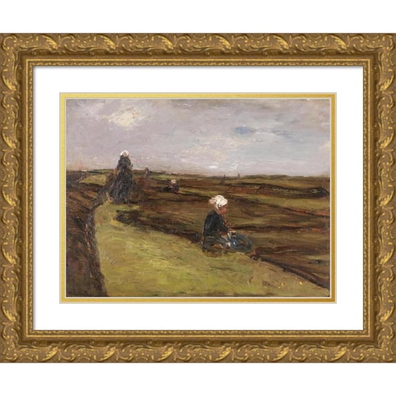 Max Liebermann 24x19 Gold Ornate Framed and Double Matted Museum Art Print Titled - The Network Flickers (1887)
