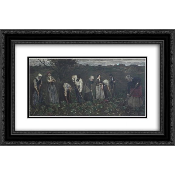 Max Liebermann 2x Matted 24x16 Black Ornate Framed Art Print 'Workers on the beet field'
