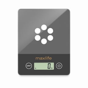Max Life Digital Scale -Tempered Glass, High Accuracy, Tare, Multi-Unit Measurement Kitchen Scale