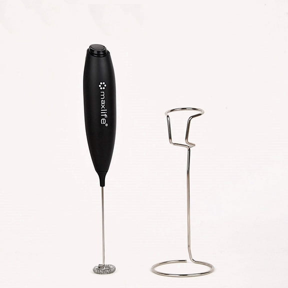 Max Life Handheld Electric Milk Frother  Egg Beater with Built-In Hanging Hook and Stand for Coffee, Lattes, and Cooking- Black