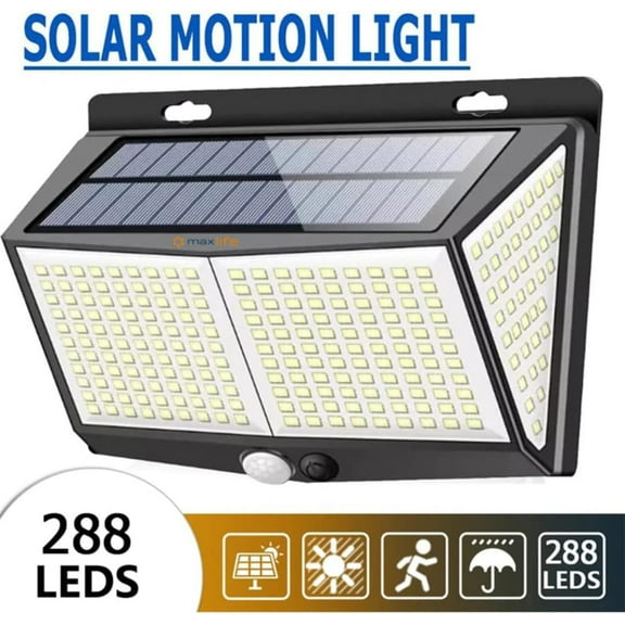 Max Life Solar Power 288 LED Lights PIR Motion Sensor Outdoor Security Lamp Wall