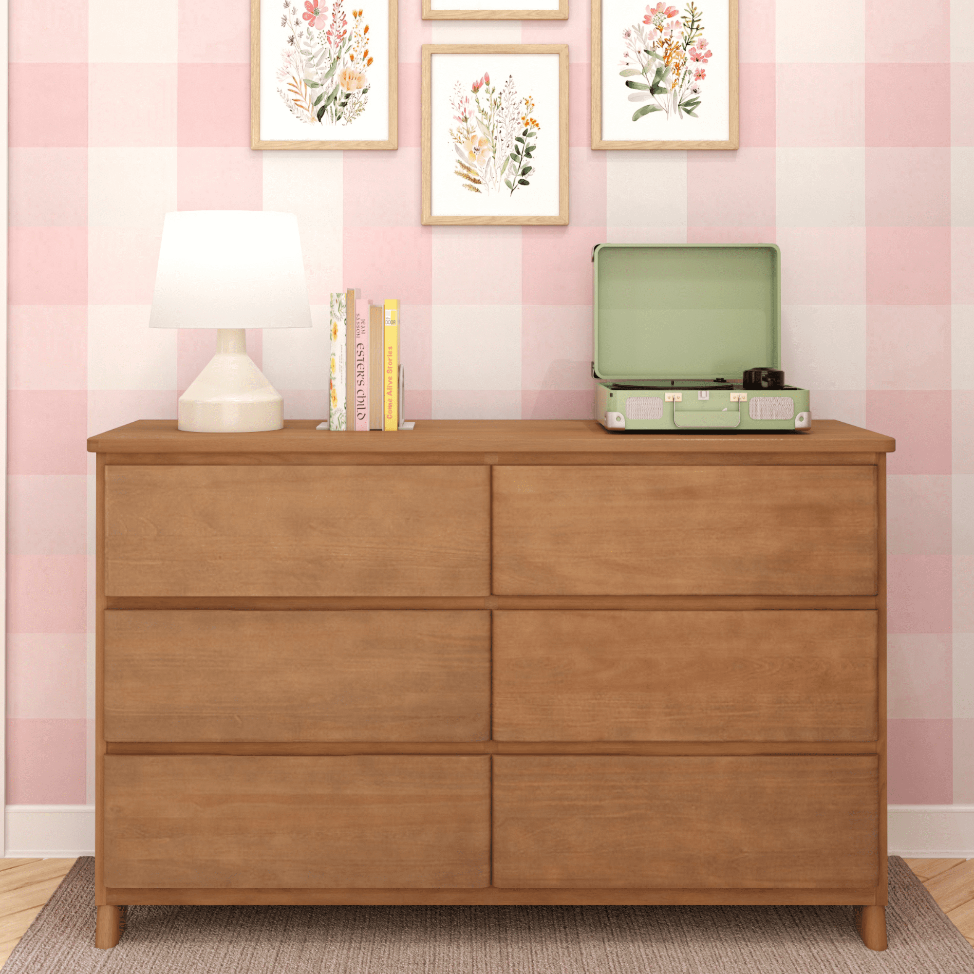 Max & Lily 6 Drawer Dresser, Storage Drawers Farmhouse Solid Wood Bedroom Dressers