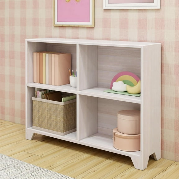 Max & Lily Bookshelf, 4 Shelves Bookcase, Solid Wood Bookshelves for Bedroom