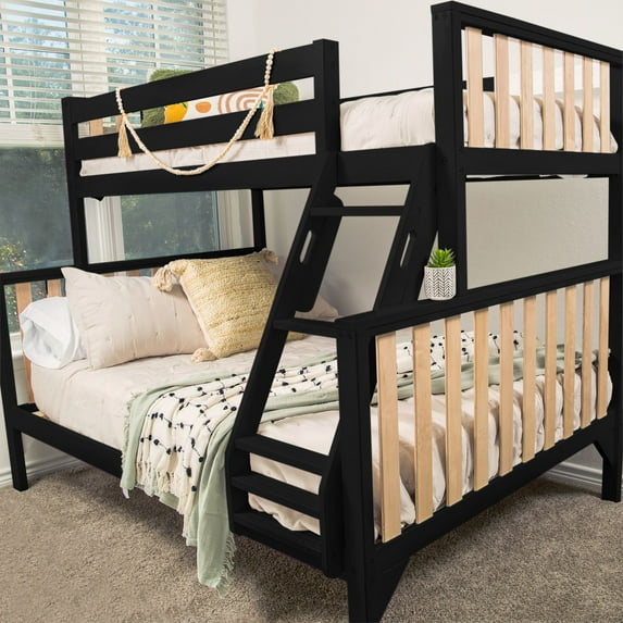 Max & Lily Bunk Bed Twin over Full Size, Solid Wood Scandinavian Style Bunk Beds for Kids