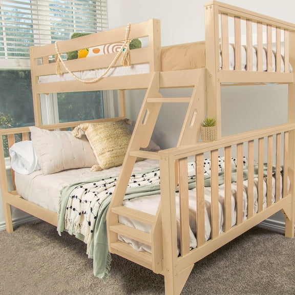 Max & Lily Bunk Bed Twin over Full Size, Solid Wood Scandinavian Style Bunk Beds for Kids