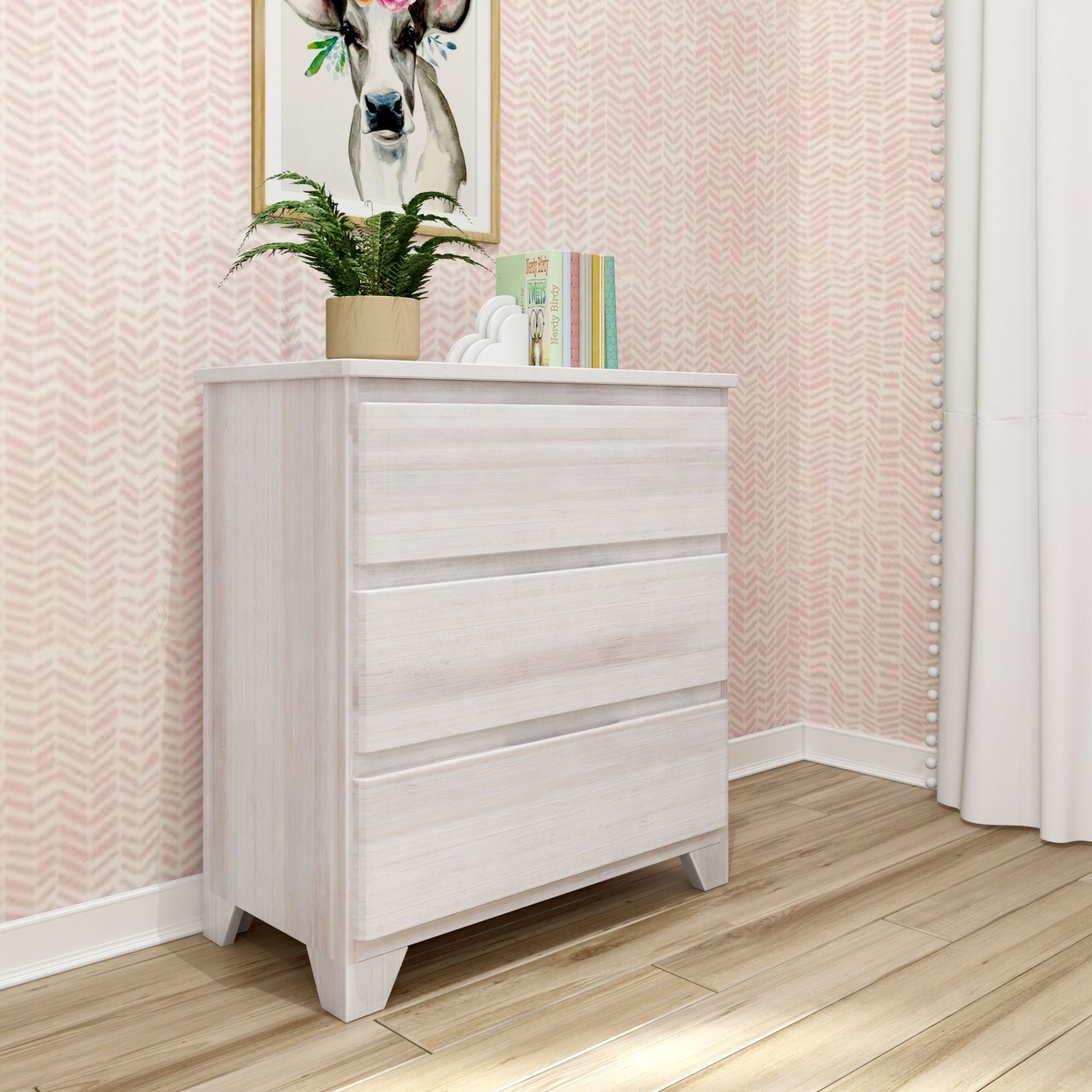 Max & Lily Dresser, 3 Storage Drawers Farmhouse Solid Wood Bedroom