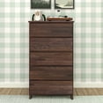 thumbnail image 1 of Max & Lily Dresser, 5 Storage Drawers Farmhouse Solid Wood Bedroom Dressers, Barnwood Brown, 1 of 10