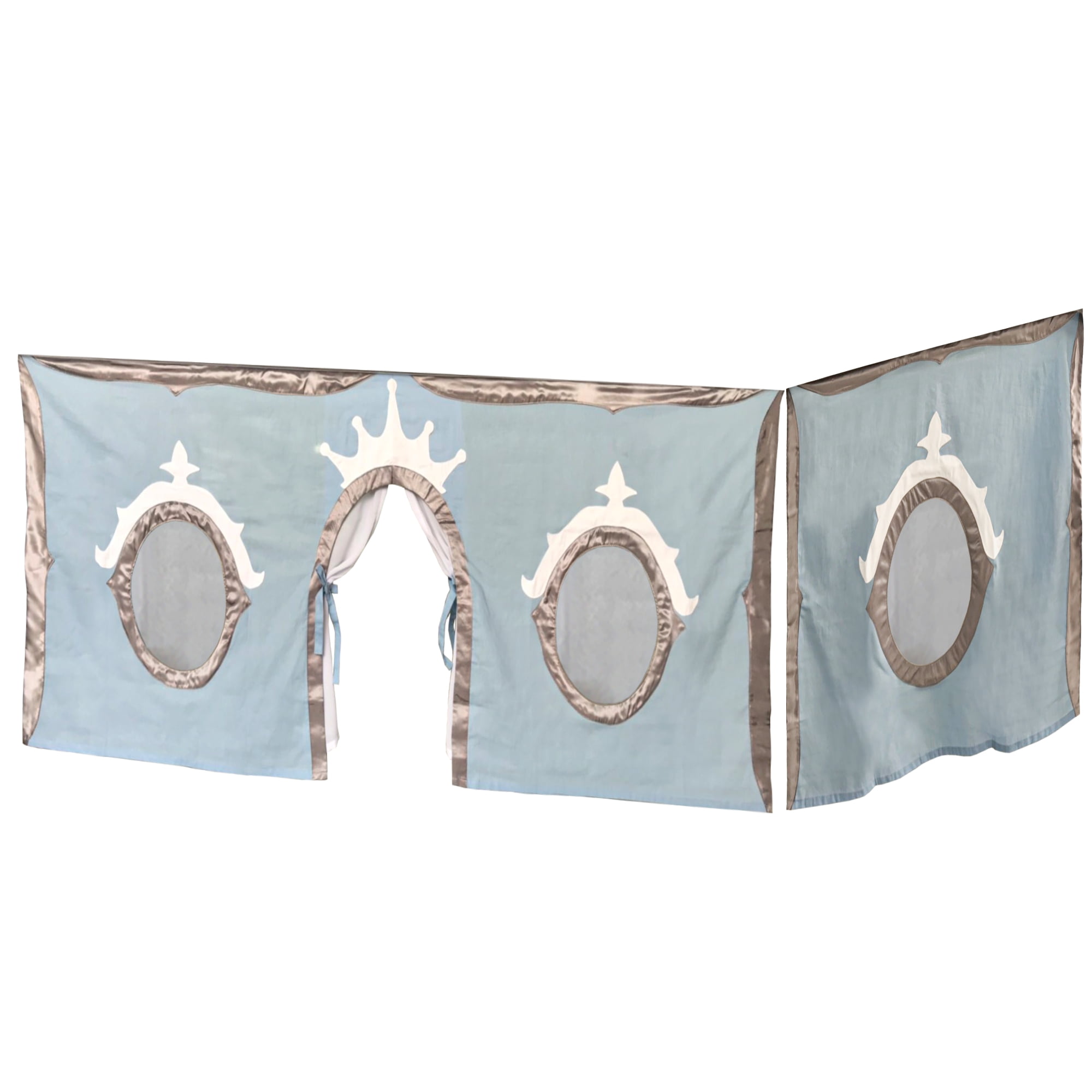 Princess Blue and Silver Cotton Underbed Curtain Panels for Kids
