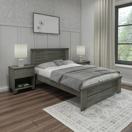Max & Lily Twin Bed Frame with Panel Headboard, Modern Farmhouse Solid Wood Platform Bed