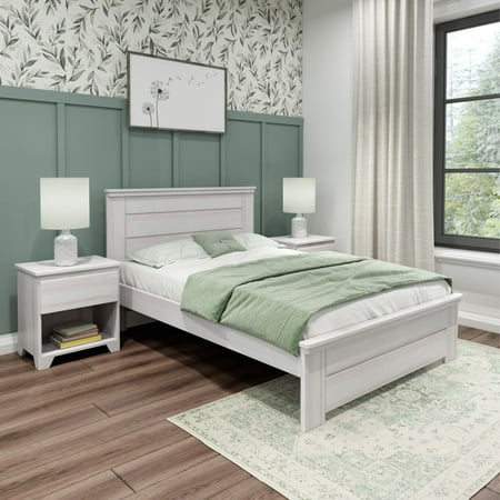 Max & Lily Twin Bed Frame with Panel Headboard, Modern Farmhouse Solid Wood Platform Bed