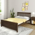 thumbnail image 1 of Max & Lily Full Size Bed Frame with Headboard, Solid Wood Platform Bed for Kids, Walnut, 1 of 9