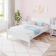 thumbnail image 1 of Max & Lily Full Size Bed Frame with Headboard, Solid Wood Platform Bed for Kids, White, 1 of 10