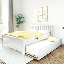 Max & Lily Full Size Bed Frame with Trundle, Solid Wood Platform Bed with Storage