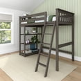 thumbnail image 1 of Max & Lily Solid Wood High Loft Bed,Twin Bed Frame For Kids With Bookcase and Ladder, Clay, 1 of 14