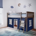 thumbnail image 1 of Max & Lily Loft Bed, Low Solid Wood Twin Loft Bunk Beds for Kids with Ladder and Curtain, 1 of 11