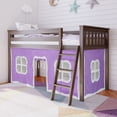 thumbnail image 1 of Max & Lily Loft Bed, Low Solid Wood Twin Loft Bunk Beds for Kids with Ladder and Curtain, 1 of 11