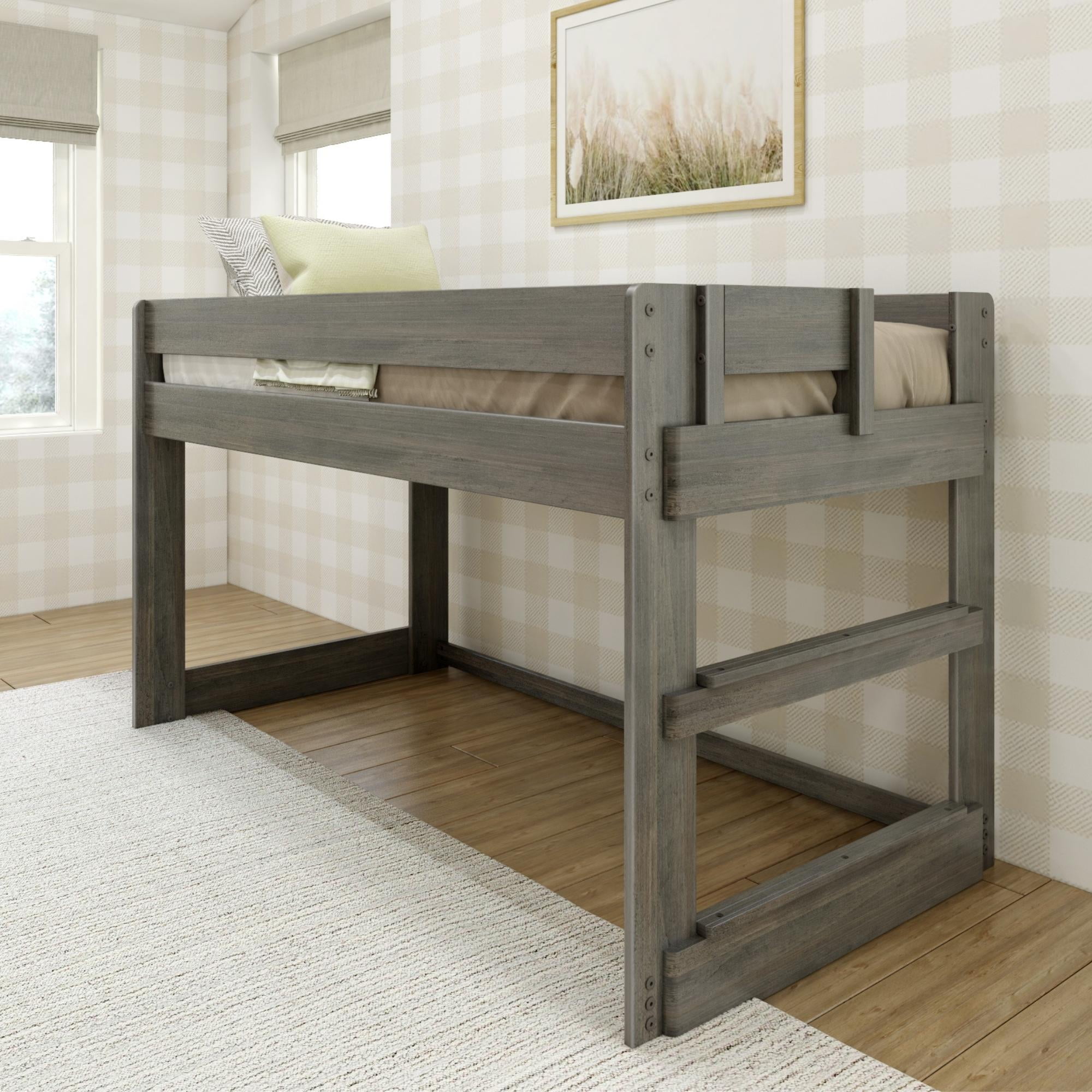 Max & Lily Loft Bed, Modern Farmhouse Wood Low Twin Loft Bunk Bed for