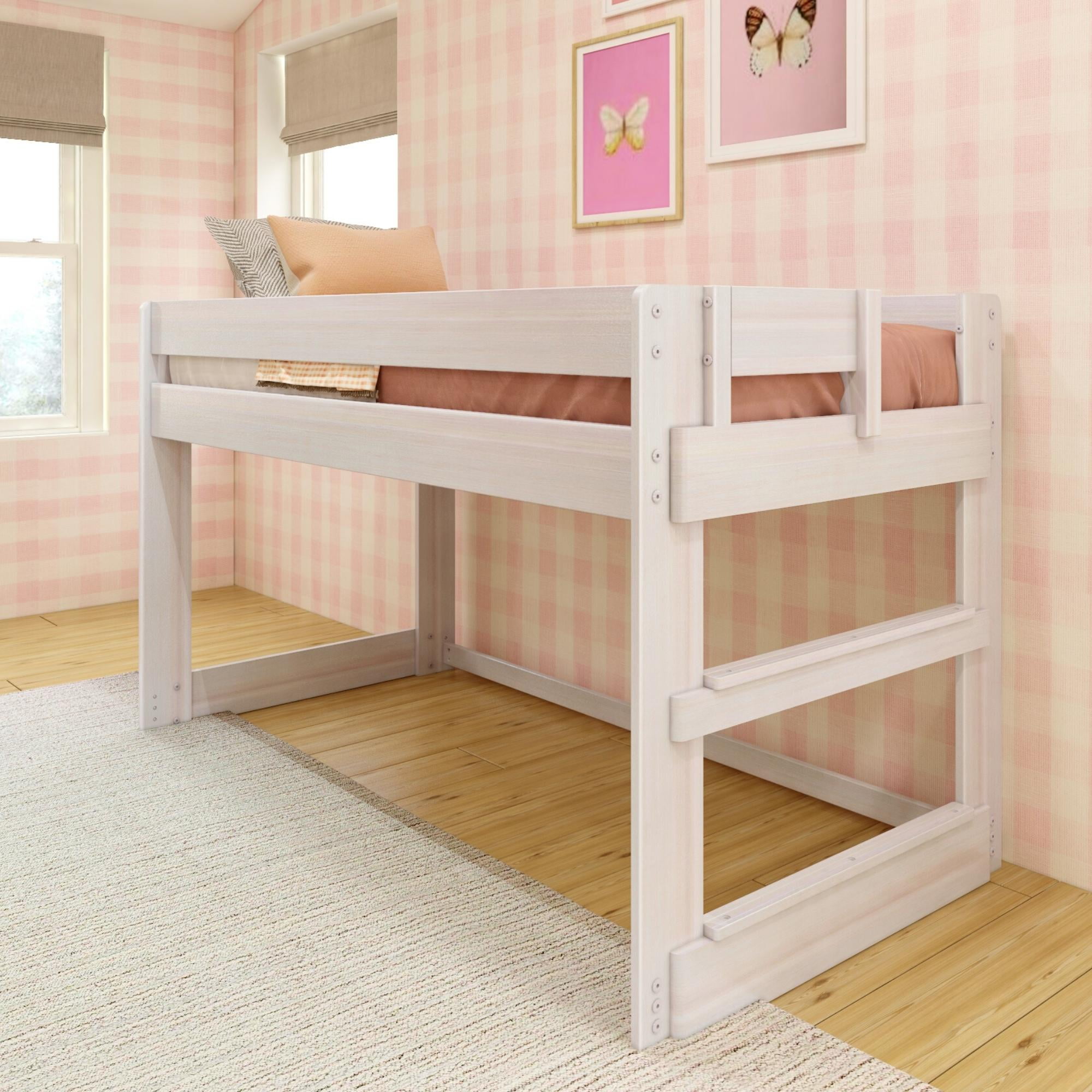 Max & Lily Loft Bed, Modern Farmhouse Wood Low Twin Loft Bunk Bed for