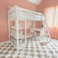 thumbnail image 1 of Max & Lily Loft Bed, Solid Wood Twin High Loft Bed with Bookcase and Desk for Kids, White, 1 of 15