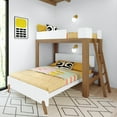 thumbnail image 1 of Max & Lily Mid-Century Modern Twin over Queen L-Shaped Bunk Bed, Solid Wood, White/Pecan, 1 of 7