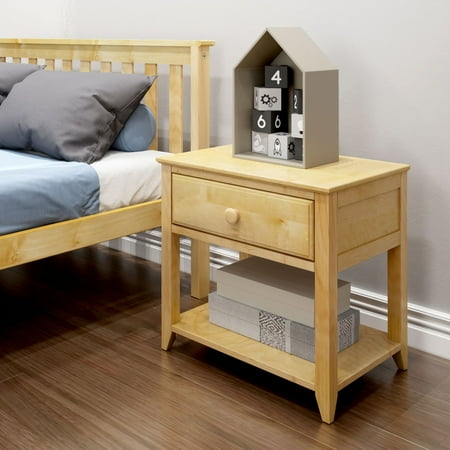 Max & Lily Nightstand with Storage Drawer, Small Solid Wood Bedside, Side Tables for Bedroom