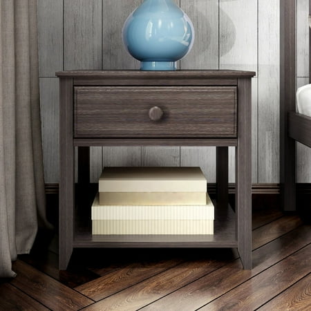 Max & Lily Nightstand with Storage Drawer, Small Solid Wood Bedside, Side Tables for Bedroom