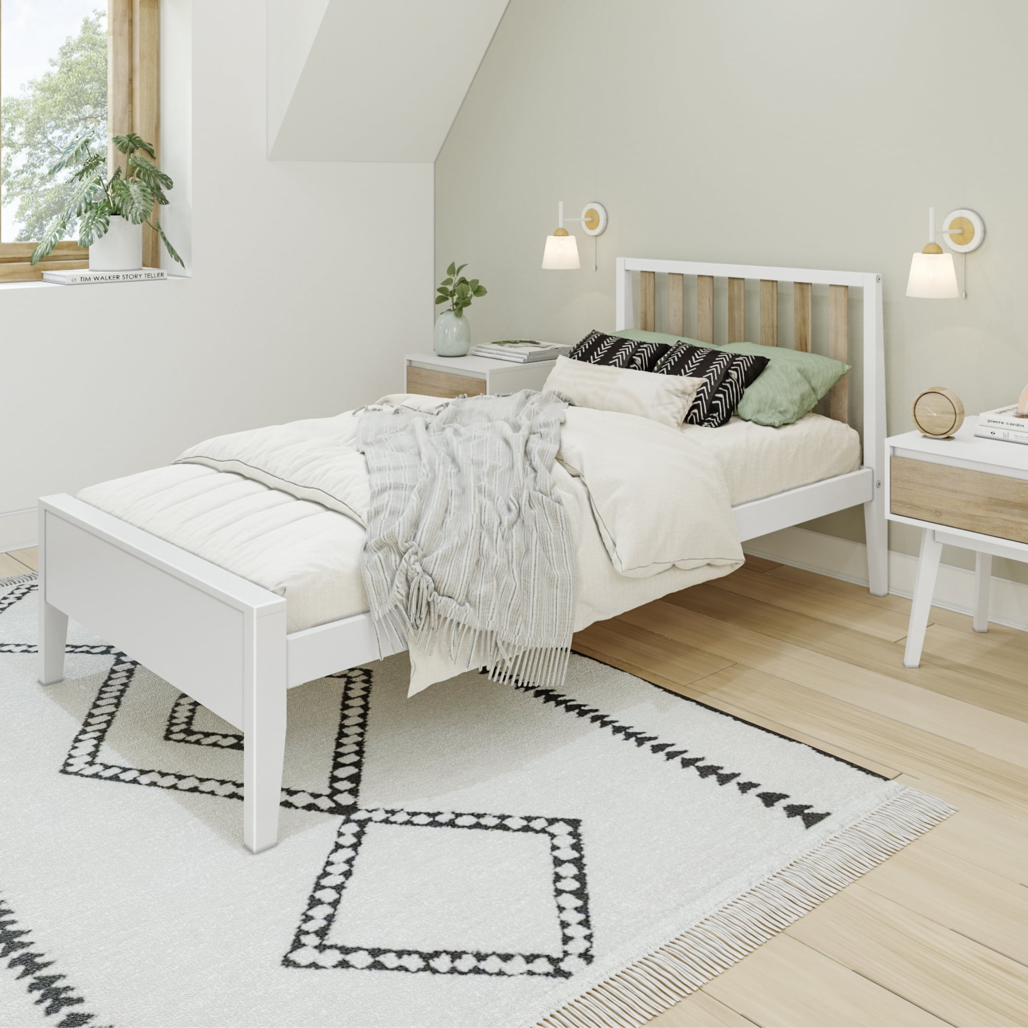 Max & Lily Scandinavian Twin Bed Frame, Solid Wood Platform Bed with ...