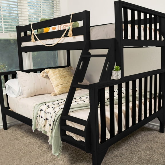 Max & Lily Bunk Bed Twin over Full Size, Solid Wood Scandinavian Style Bunk Beds for Kids