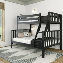 Max & Lily Scandinavian Twin over Full Bunk Bed For Kids, Wooden Bunk Beds with Ladder, Black