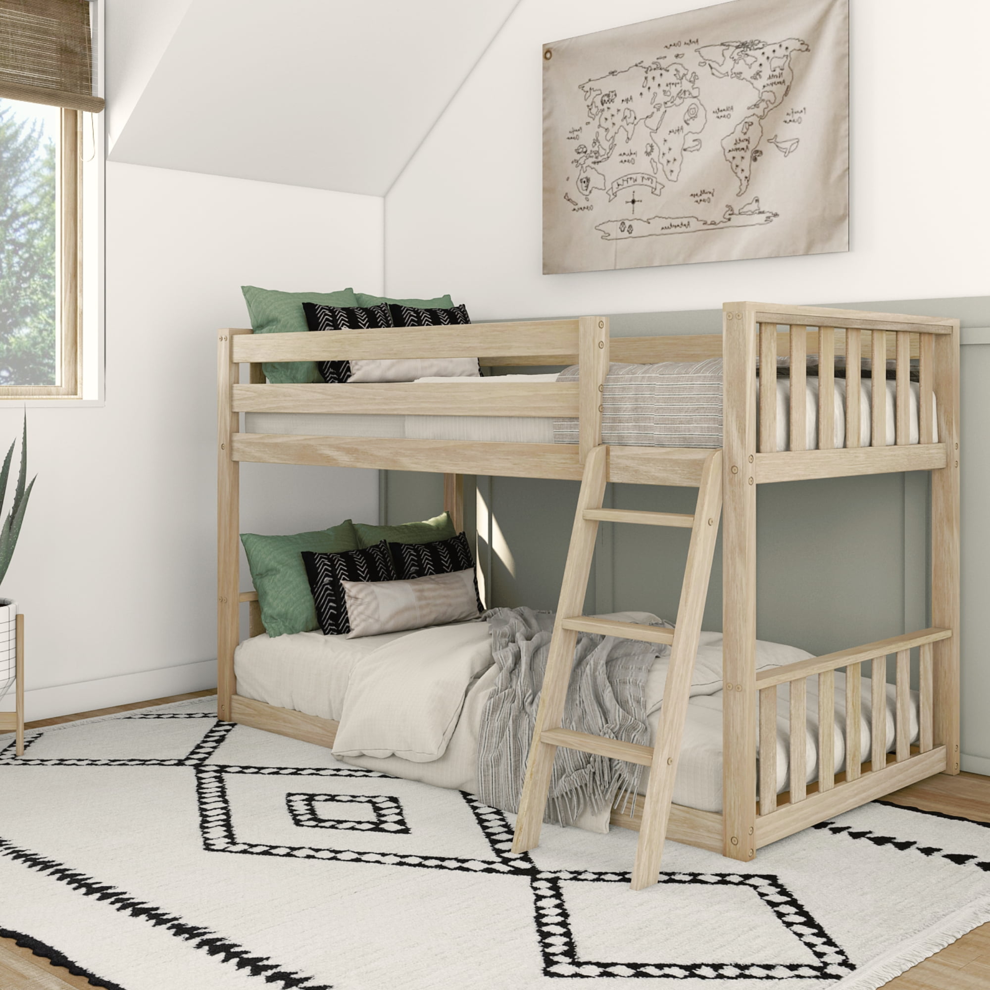 Max & Lily Scandinavian Twin over Twin Bunk Bed For Kids, Wood Bunk