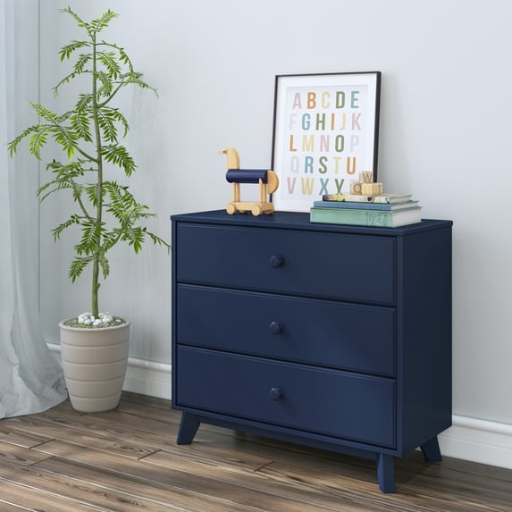 Max & Lily Solid Wood 3 Drawer Dresser, Blue