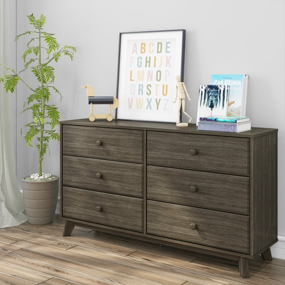 Max & Lily Solid Wood 6 Drawer Dresser, Clay