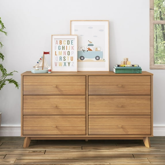 Max & Lily Solid Wood 6 Drawer Dresser, Pecan