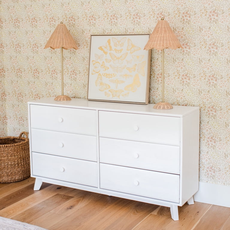 Max & Lily Solid Wood 6 Drawer Dresser, White - Walmart.com