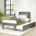 thumbnail image 1 of Max & Lily Solid Wood Farmhouse Twin Bed with Plank Headboard and Trundle, Driftwood, 1 of 7