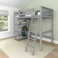 thumbnail image 1 of Max & Lily Solid Wood High Loft Bed,Twin Bed Frame For Kids With Bookcase and Ladder, Grey, 1 of 8
