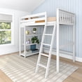 thumbnail image 1 of Max & Lily Solid Wood High Loft Bed,Twin Bed Frame For Kids With Bookcase and Ladder, White, 1 of 13