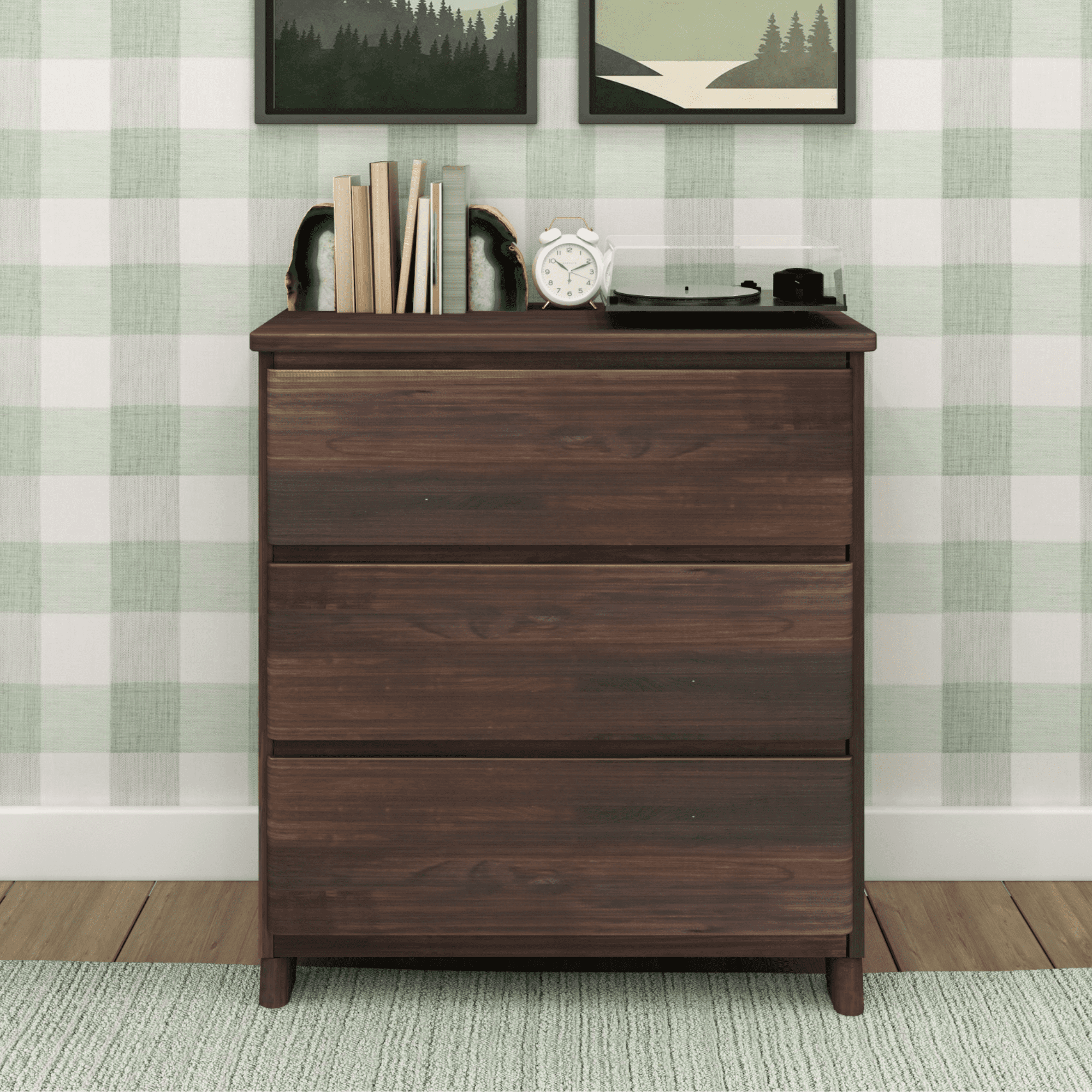 Barnwood Brown Solid Pine Farmhouse 3 Drawer Dresser