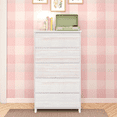 thumbnail image 1 of Max & Lily Solid Wood Modern Farmhouse 5 Drawer Dresser, Whitewash, 1 of 9