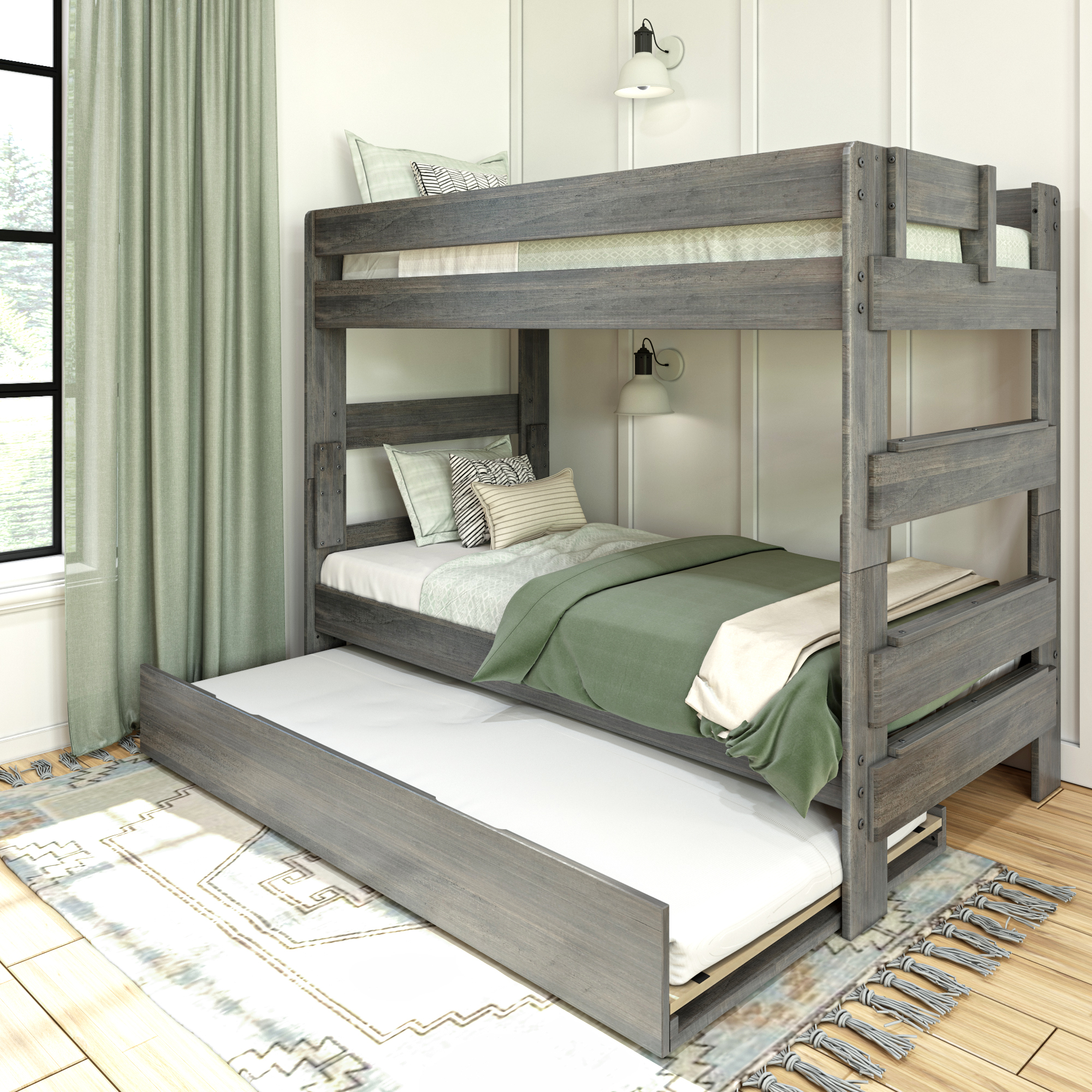 Max & Lily Solid Wood Modern Farmhouse Twin over Twin Bunk Bed with ...