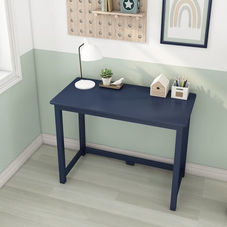 Max & Lily Solid Wood Small Desk for Home Office, Computer, Gaming, Study, Work, 40", Blue